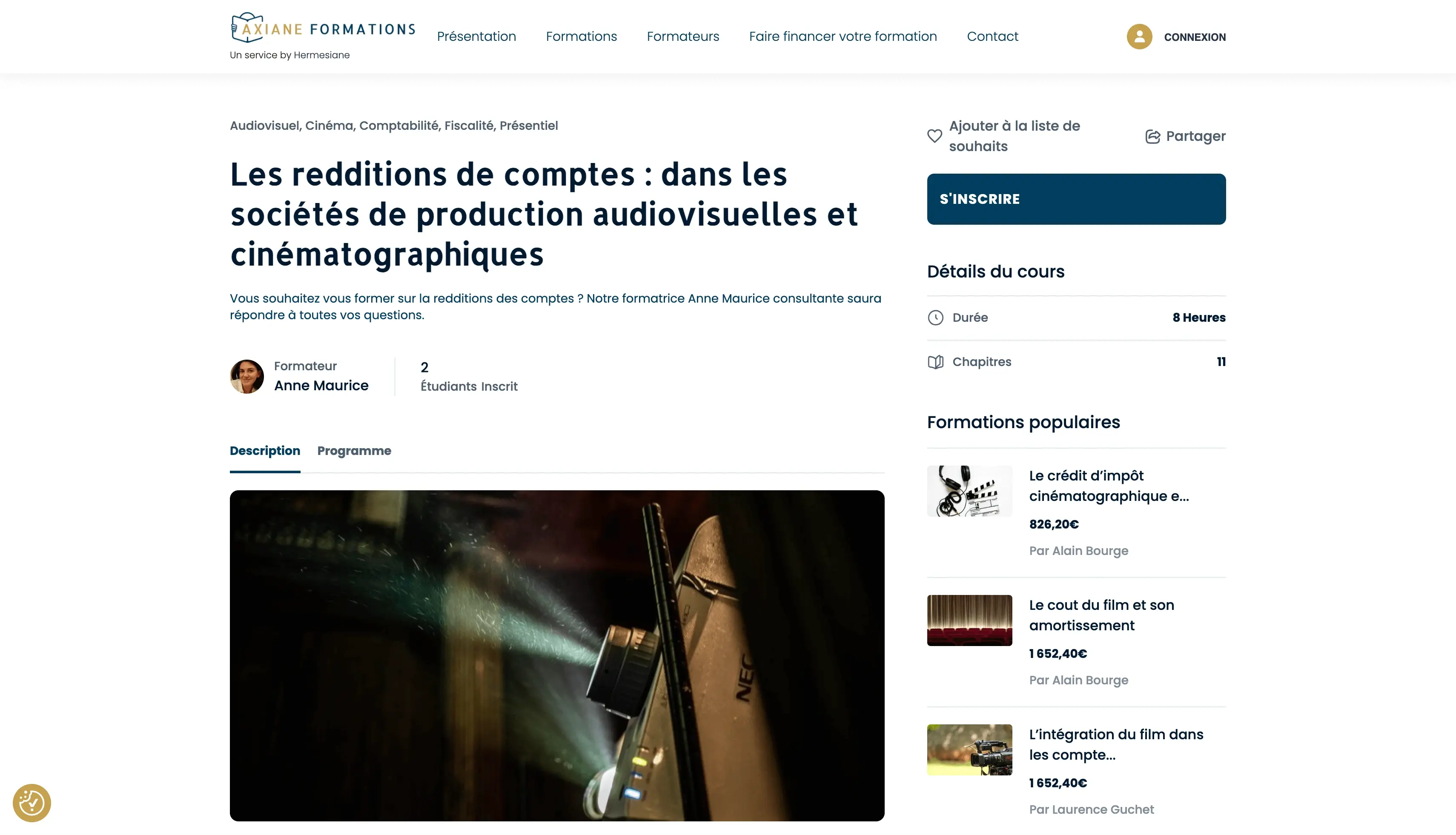 Axiane Formations : Site e-commerce de formations en ligne avec catalogue détaillé et solution de paiement sécurisée.