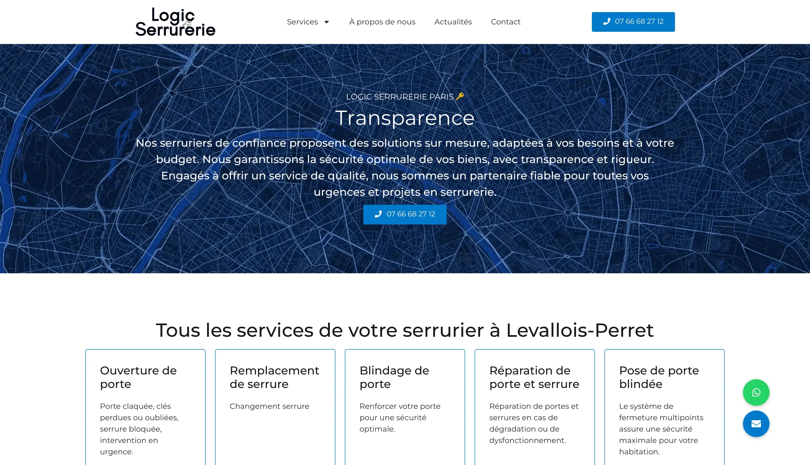Logic Serrurerie : Site vitrine sur-mesure pour une entreprise spécialisée en sécurité et serrurerie.