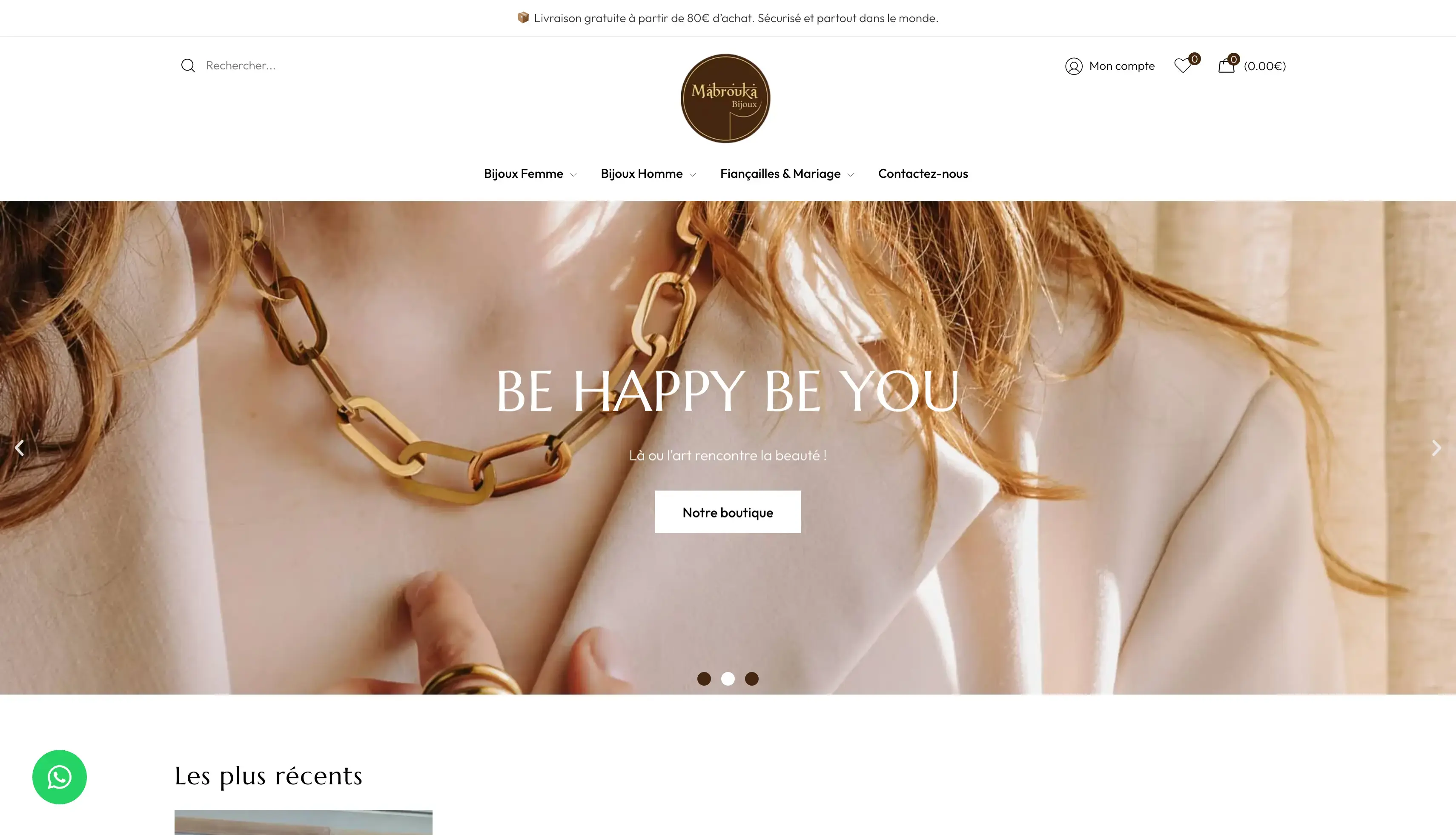Mabrouka Bijoux : Développement d’un site e-commerce pour la vente en ligne de bijoux artisanaux.