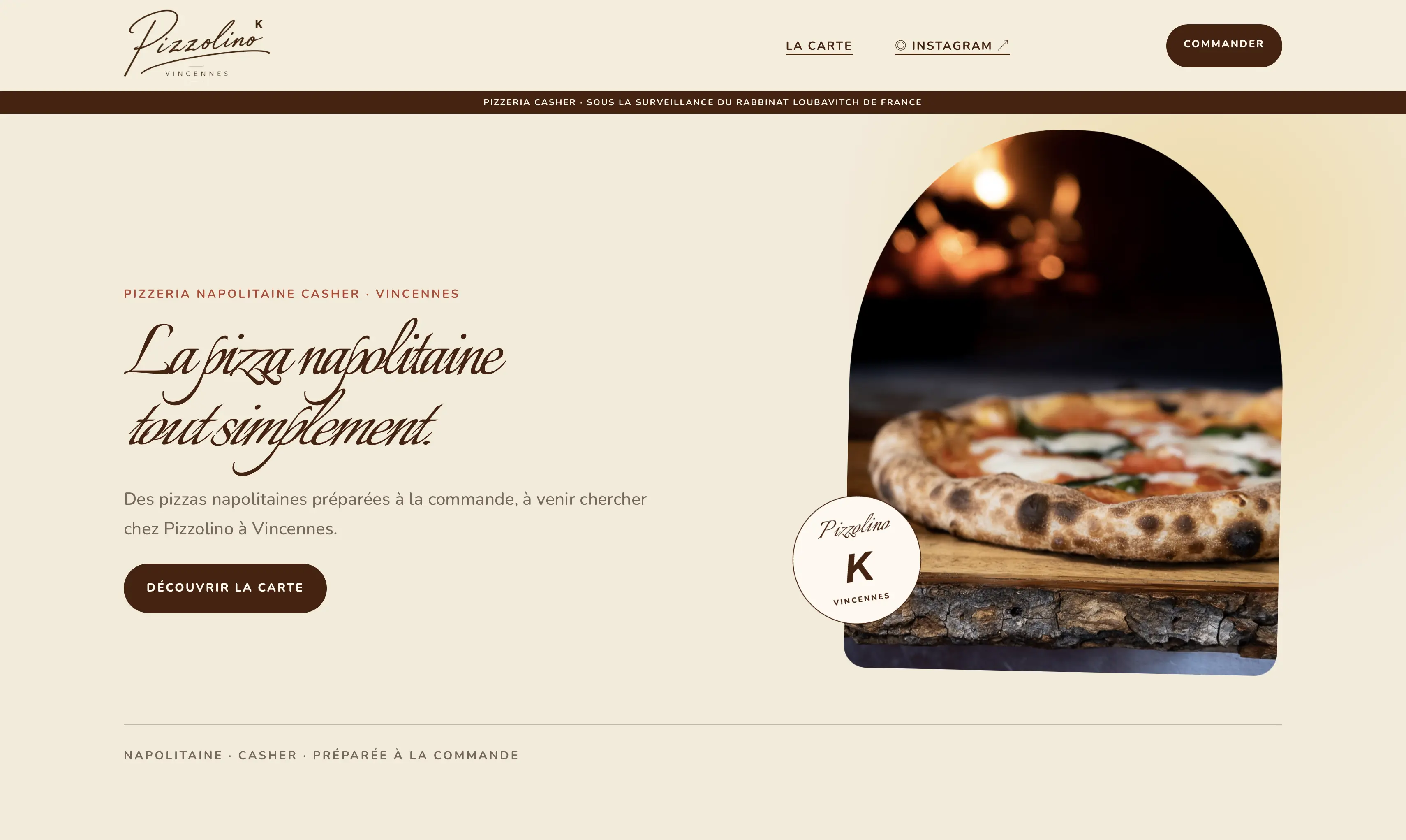 Pizzolino : Conception et réalisation du site vitrine de Pizzolino, une pizzeria, sous WordPress avec Elementor.