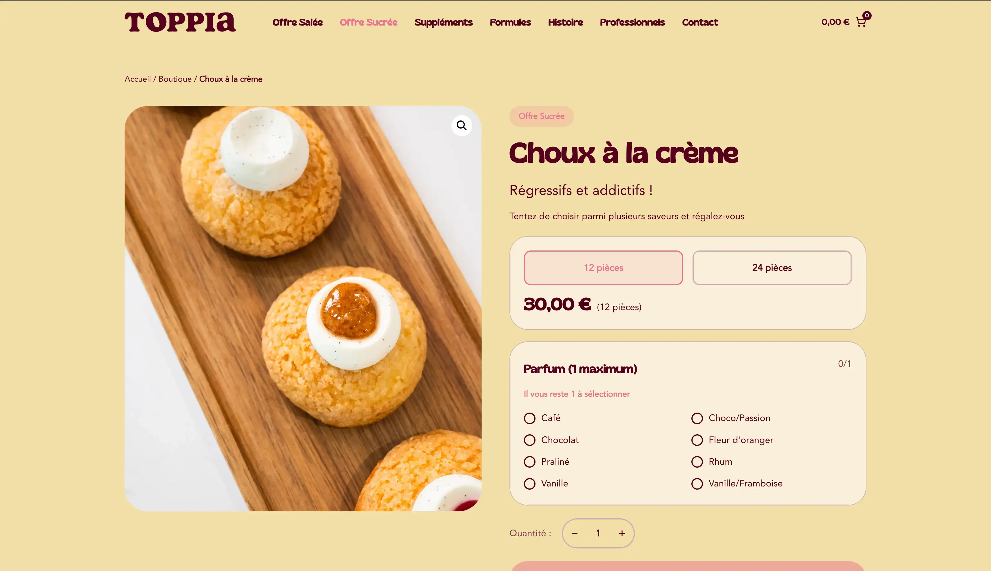 Toppia : Conception et développement du site e-commerce de Toppia, traiteur événementiel à Paris : identité visuelle forte, produits personnalisables, parcours de commande fluide et optimisation SEO.