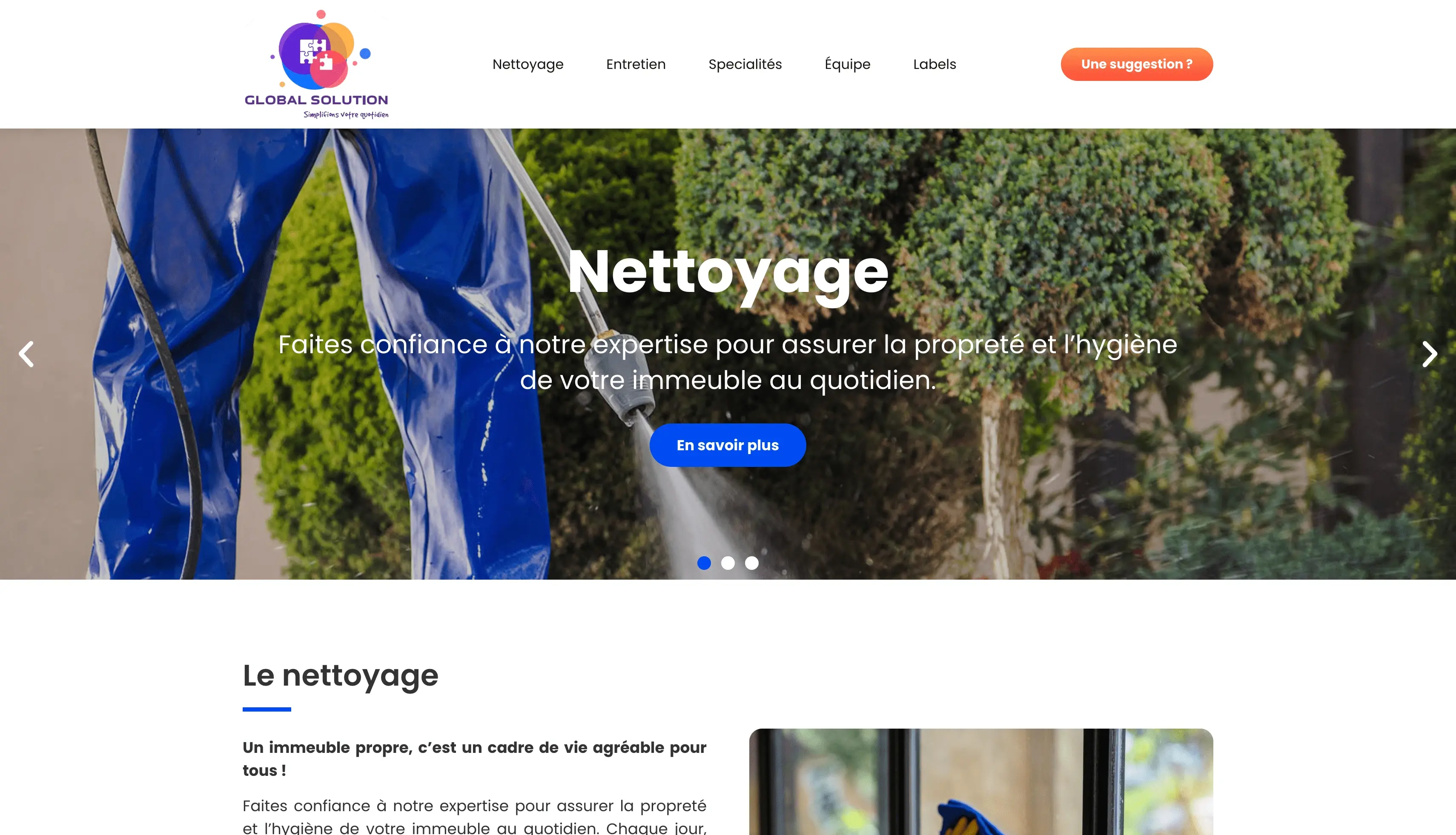 Global Solutions : Réalisation d’un site vitrine WordPress reflétant le professionnalisme d’un groupe de services B2B.