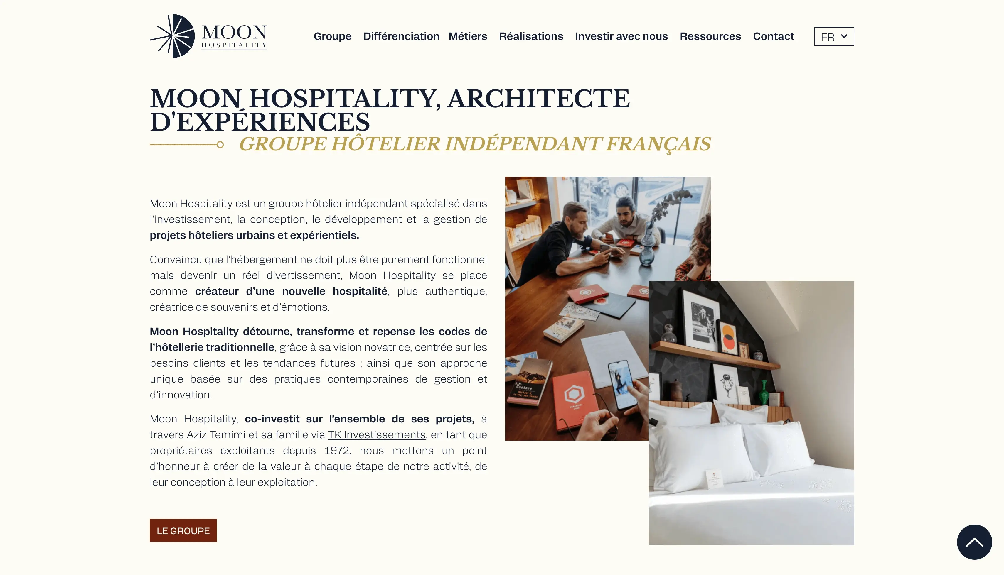 Moon Hospitality : Création d’un site vitrine élégant avec animations GSAP pour un groupe hôtelier haut de gamme.
